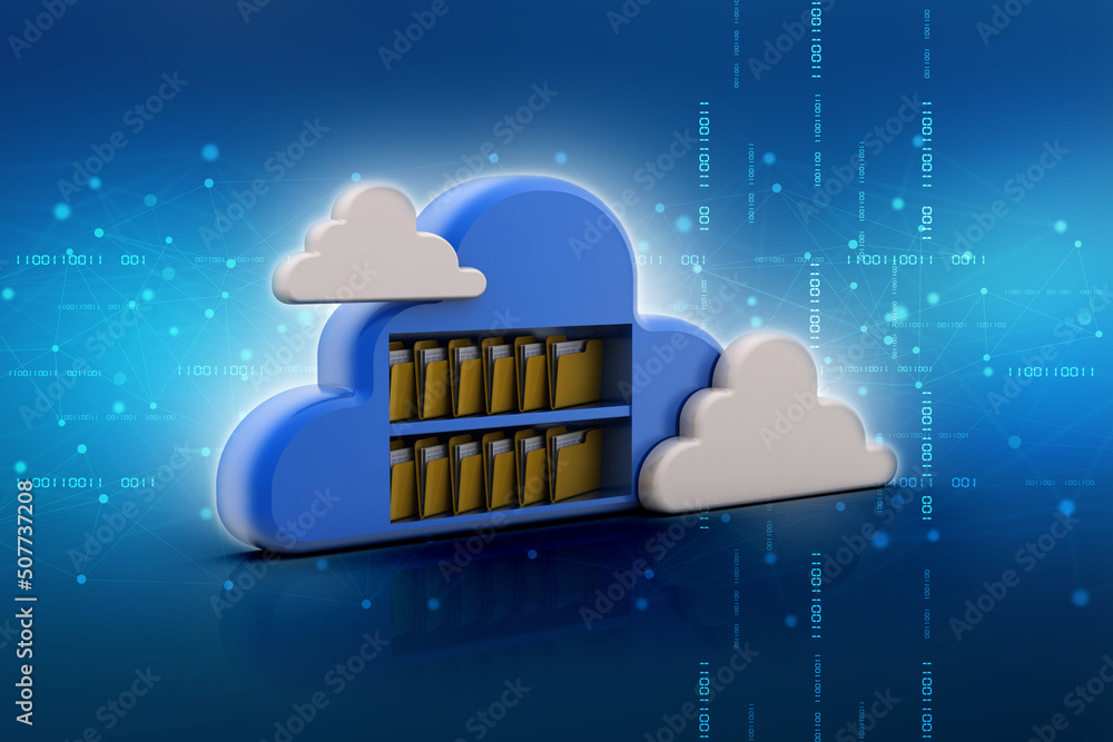 Poster 3d rendering cloud folder network