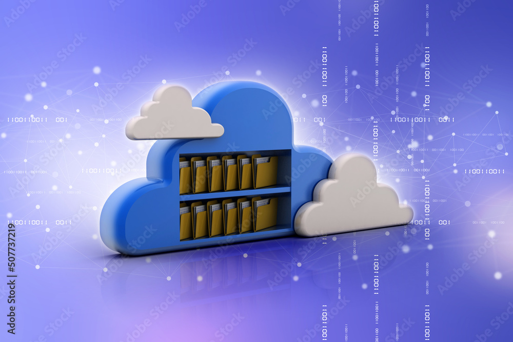 Poster 3d rendering cloud folder network