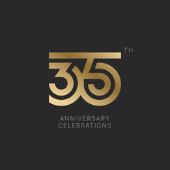 35 years anniversary logo design on black background for celebration event. 35th celebration emblem. - obrazy, fototapety, plakaty