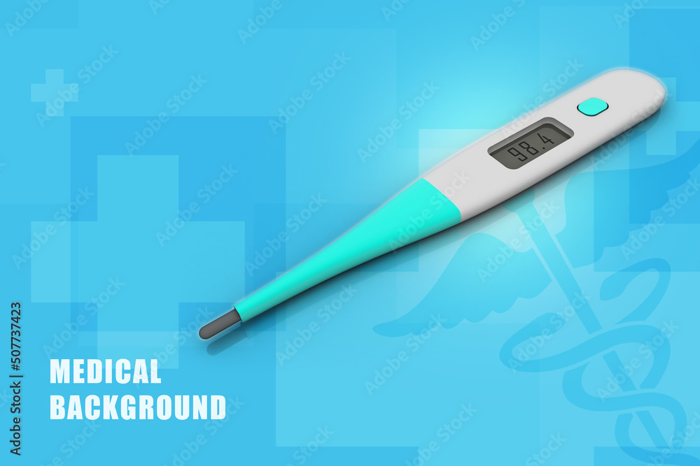 Poster 3d rendering fever checking electrical thermometer