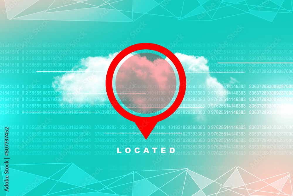 Poster 2d rendering Red map pointer
