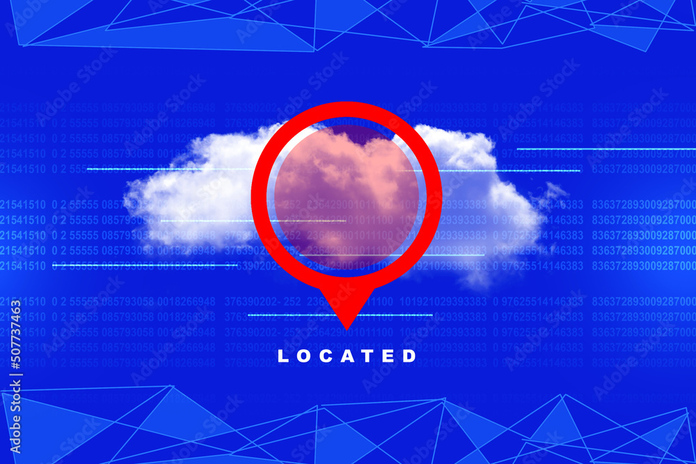 Poster 2d rendering Red map pointer
