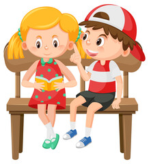 Two children sitting on bench