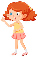 Cute girl with curly hair cartoon