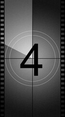 Old movie countdown reel in 9x16 format for TikTok and Instagram Reels. Black and White with Grain added.