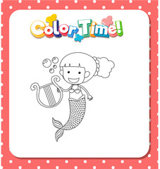 Worksheets template with color time text and Mermaid outline