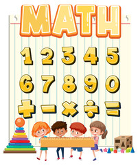 Counting number 0 to 9 and math symbols
