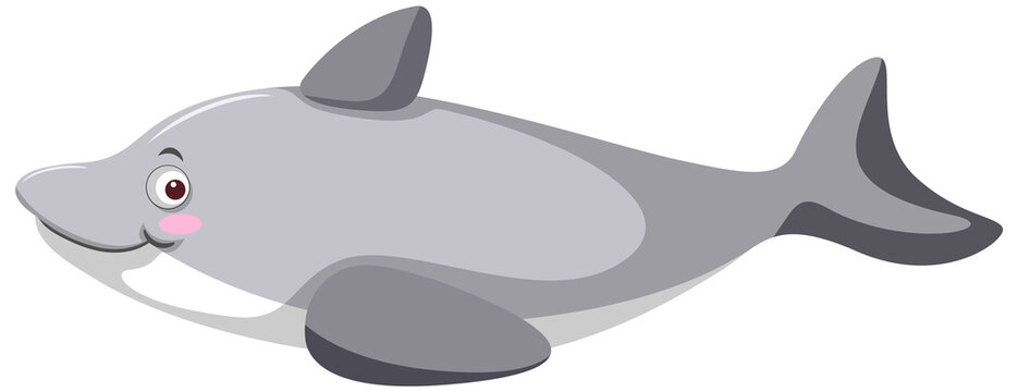 Grey dolphin in cartoon style