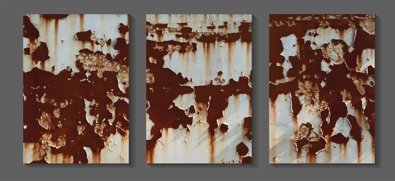 Vector rusted steel plate metal texture background, in A4 size for design work page cover book presentation. brochure layout and flyers poster template.