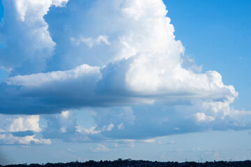 Panorama sky with cloud on a sunny day. Beautiful cirrus cloud