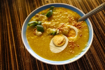 Freshly cooked Filipino food called Goto with Egg