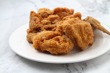 Freshly cooked fried chicken