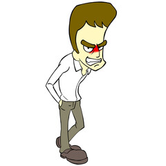 細身のカートゥーン男性のイラスト　茶髪　怒り