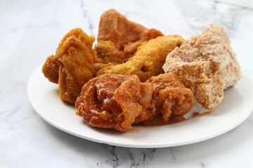 Freshly cooked fried chicken