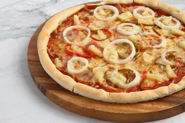 Freshly cooked Hawaiian Pizza