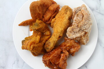 Freshly cooked fried chicken