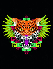 jaguar quetzal aztec art © cat poe