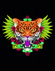 Foto op Plexiglas jaguar quetzal aztec art © cat poe