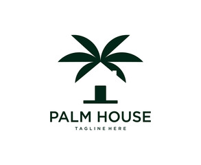 Palm house logo symbol icon design vector template - obrazy, fototapety, plakaty