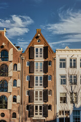 Amsterdam City Scene,  typical dutch houses.