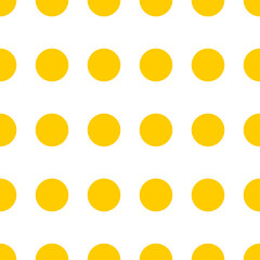 Yellow circles on a white background. Seamless simple pattern for decorative textiles, fabrics. 