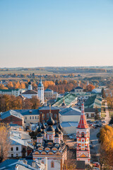 Naklejka premium Autumn view of the town of Suzdal from the bell tower