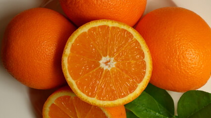 ํYellow orange with half isolated on white background and full depth of field