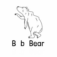 Alphabet letter b for bear coloring page, coloring animal illustration