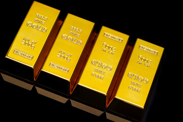 Golden Bars on Black Background