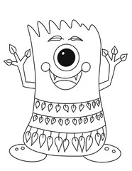 happy tree monster coloring page 