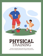 Naklejka premium Physical training with a ball, vector flat illustration on a white background.
