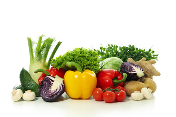 Group of vegetables isolated on white background