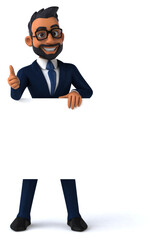 Fun 3D cartoon illustration of an indian businessman