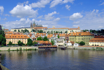 Naklejka na ściany i meble Charles bridge and city castle, Prague, Czech Republic.