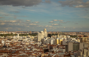 Fototapeta na wymiar City skyline of Madrid, Spain, against sky