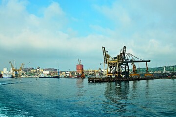 Fototapeta na wymiar Italy-view from the ferry on port Piombino