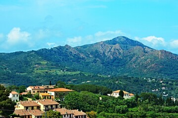 Fototapeta na wymiar Italy-outlook from town Capoliveri on the mountains on the island of Elba
