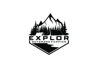 Fototapeta premium Illustration of camping in the mountain forest