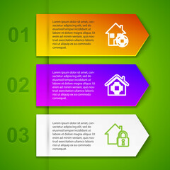 Set line Smart home, , House under protection and Humidity. Business infographic template. Vector