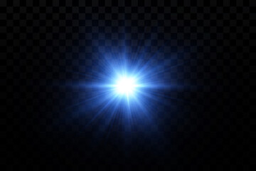 Glow effect. Blue glowing particles, stars. Vector illustration.