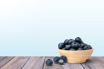 blueberries in a wooden bowl
