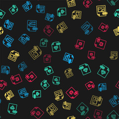 Set line M3U file document, RUBY, TIFF and JS on seamless pattern. Vector