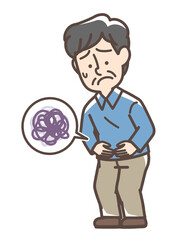 お腹が痛そうな男性