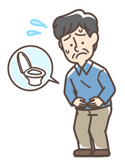 お腹が痛そうな男性