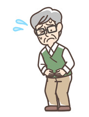 お腹が痛そうな男性