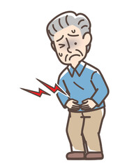 お腹が痛そうな男性