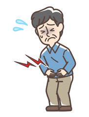 お腹が痛そうな男性