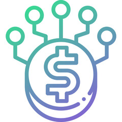 cryptocurrency gradient line icon