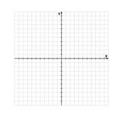 Blank cartesian coordinate system in two dimensions. Rectangular orthogonal coordinate plane with axes X and Y on squared grid. Math scale template. Vector illustration isolated on white background.