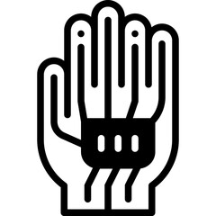 wired gloves solid line icon